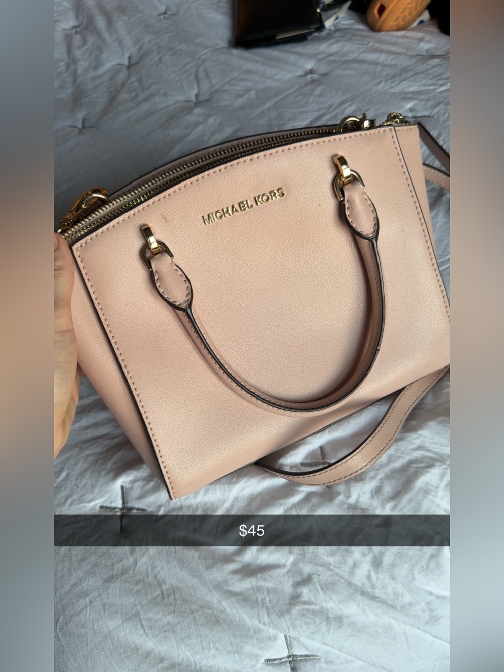 Michael Kors Blush Pink Leather Satchel with Gold Hardware